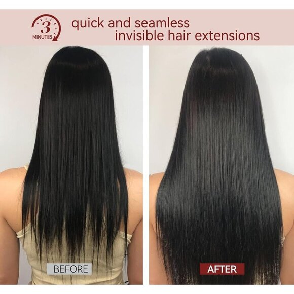 Real Human Hair Extensions Clip Ins 16 Inch Dark Brown 7 Pcs Seamless main image 6